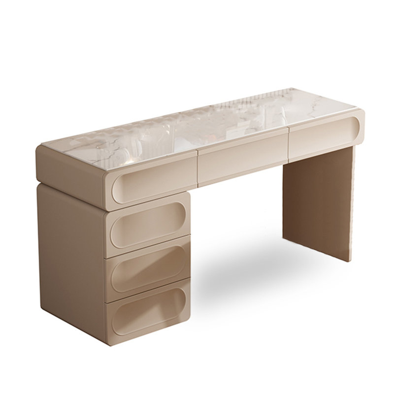 Bureau en bois massif de style français crème avec tiroirs, 29.92" H x 55.12" W x 17.72" D
