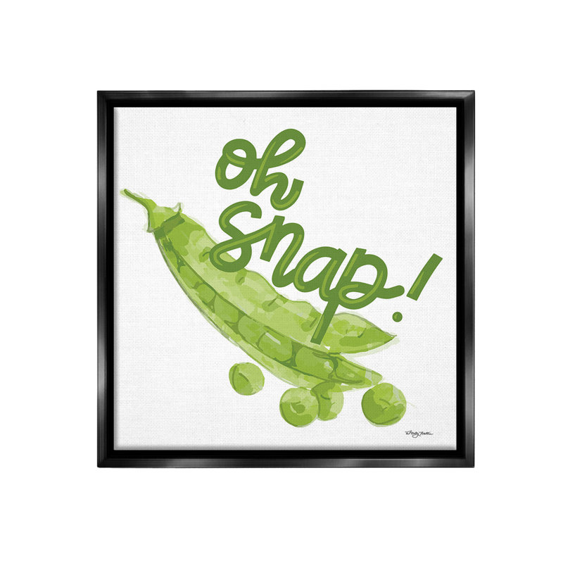 "Oh Snap With Peas" par Molly Mattin sur toile, Cadre flottant noir de jais, H 18 po x l 18 po
