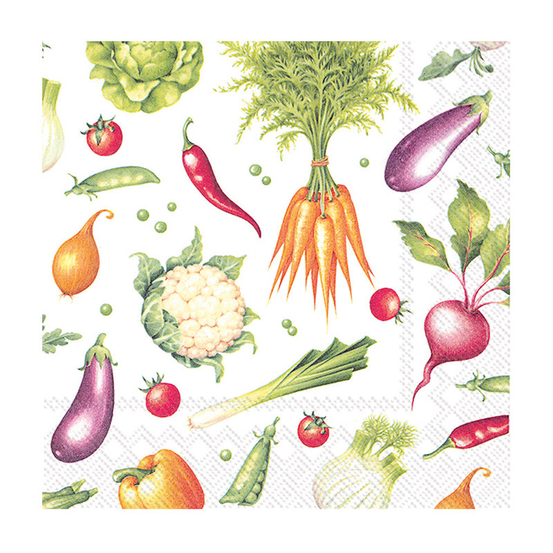 Serviettes de table jetables en papier Veggies Cocktail Basic