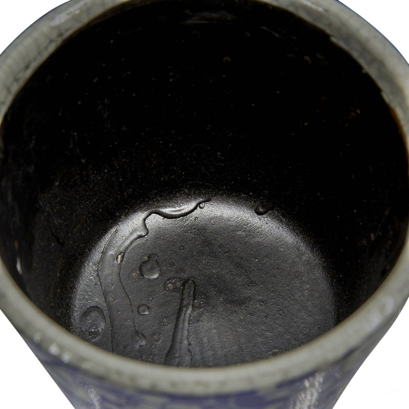 Ensemble de 4 pots de fleurs en terre cuite D7.5X6, bleu blanc vieilli