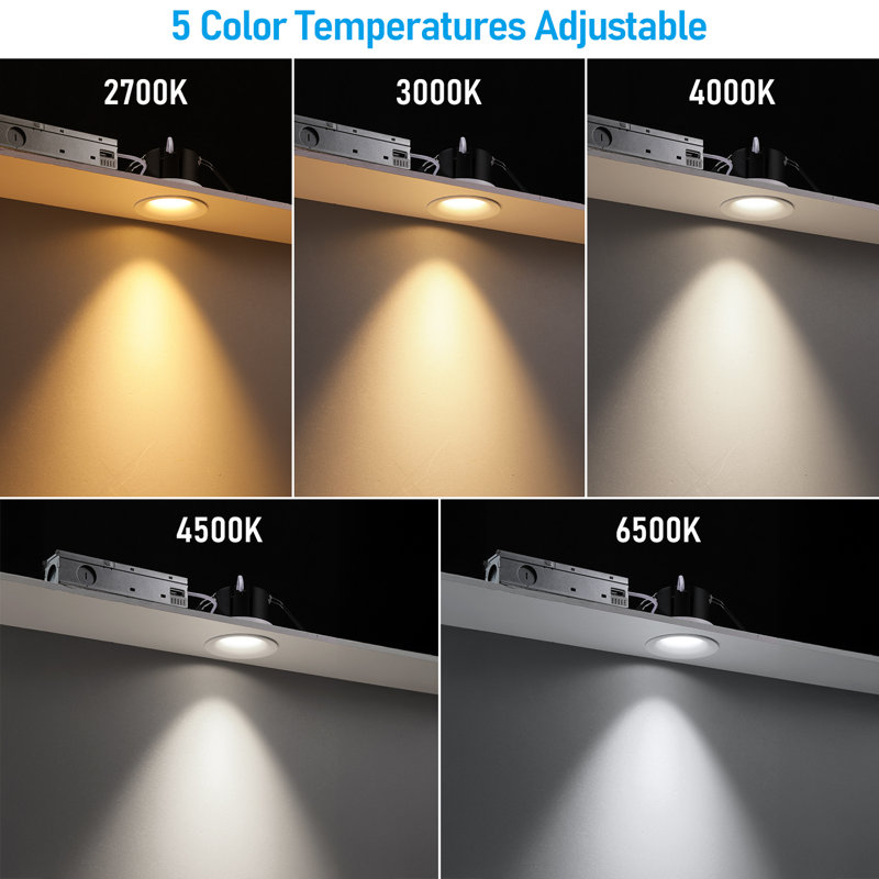 Lumières encastrées à DEL de 5 ct 3 pouces, antireflet profond, cadre étroit, humide disponible, sélectionnable 2700K-6500K