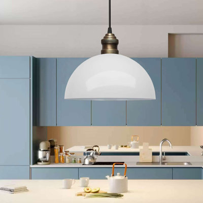 Elegant White Metal Chandelier, Ø9.8 x 5.9 inches | 1 x E27 Socket (Max 40W) | Total Height: 4 ft | 90 cm Adjustable Cable | Stylish Lighting for Living Room, Dining Room, and Entryway | IP20 Rated