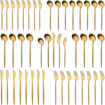 Ensemble de couverts 40 pièces en acier inoxydable mat pour 8 personnes, coutellerie durable pour la maison et le restaurant