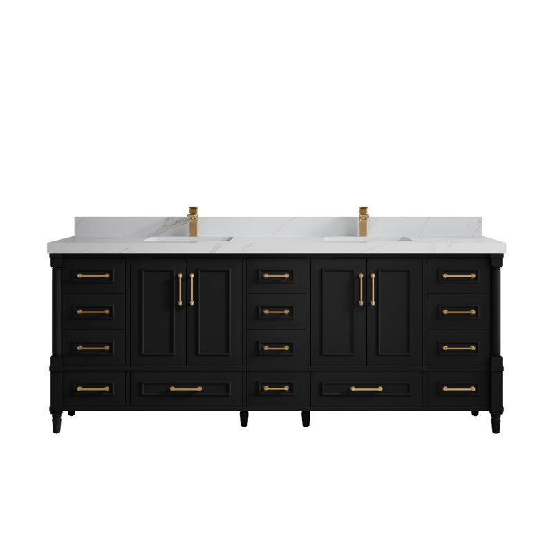 Aberdeen Bathroom Vanity, 2 IN Calacatta Sienna, Carrara Marble