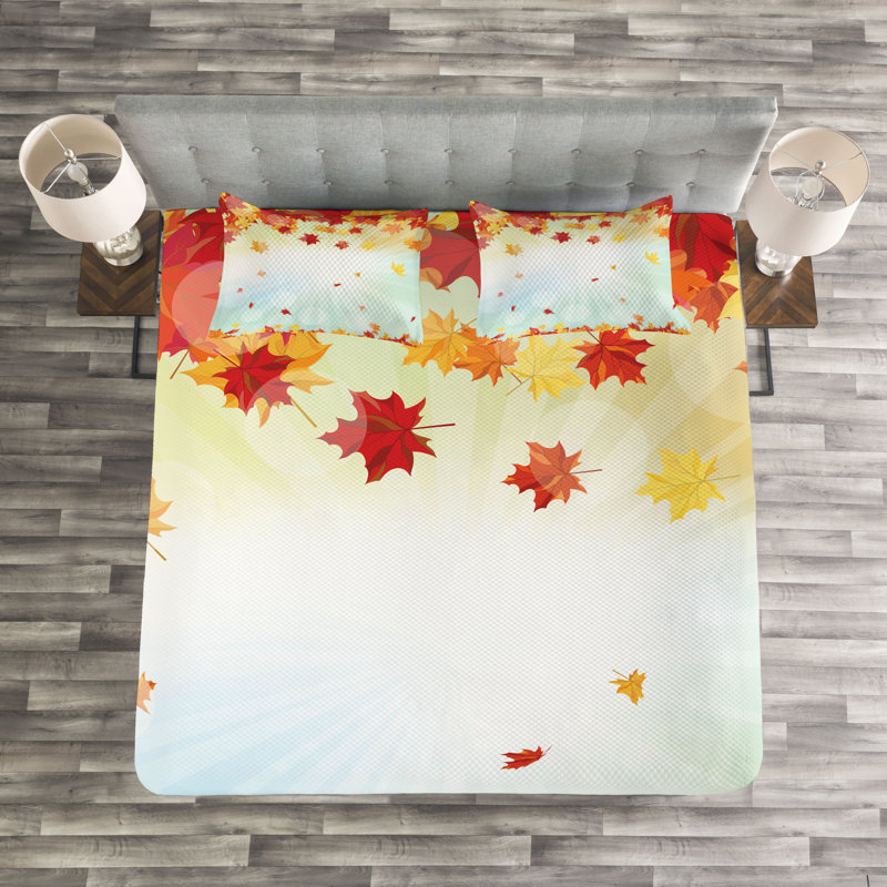 Adalyna Red/Yellow Microfibre Bedspread Set, 220 x 264 cm