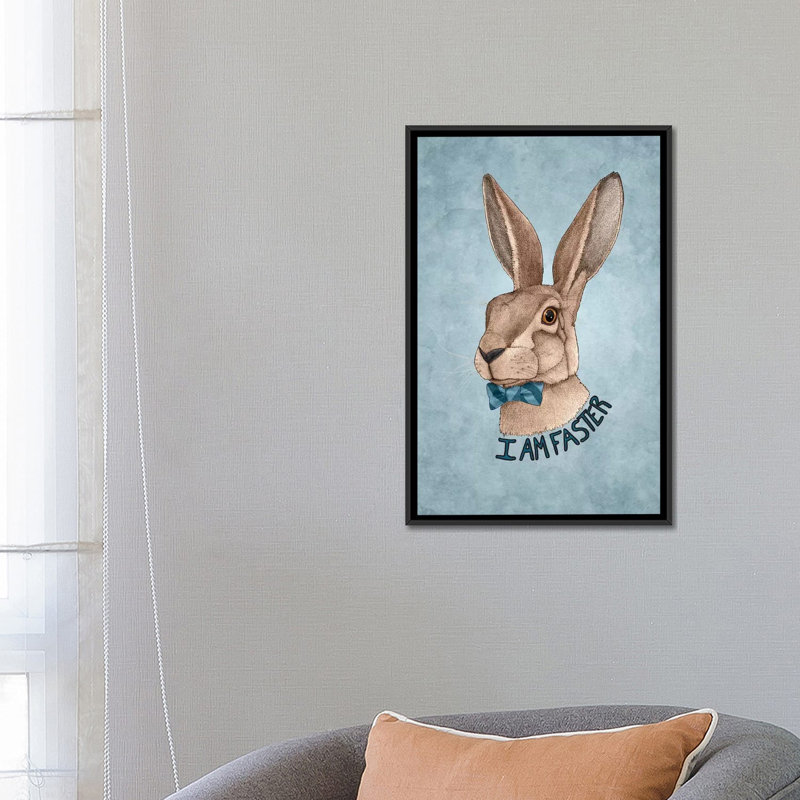 « mr. lièvre is plus rapide » par barruf, impression sur toile tendue, H 26 po x l 18 po x P 1,5 po, Toile avec cadre noir