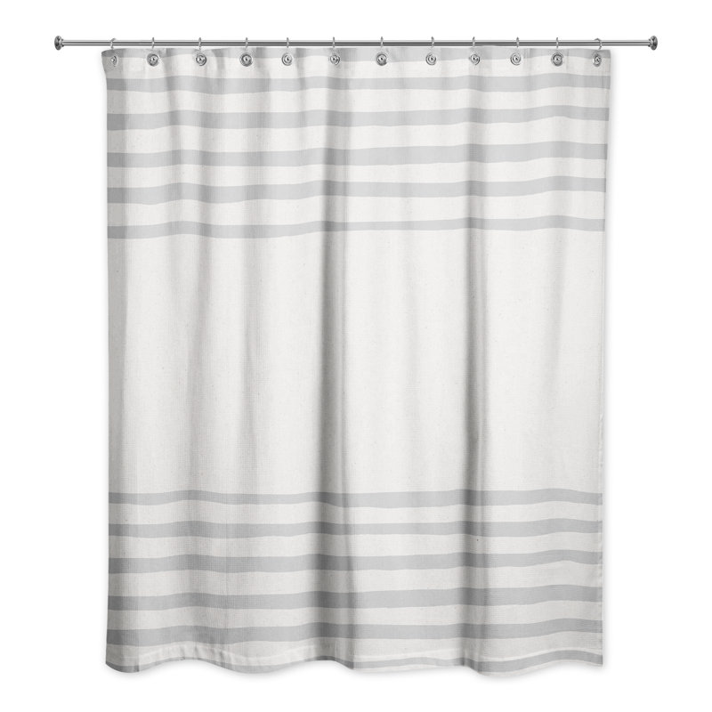 Rideau de douche simple à rayures Treutlen, Gris clair