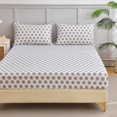 Kids/Teens Sports Fitted Sheet, 2-Pack – 2 Fitted Sheets + 4 Pillowcases (No Flat Sheet)