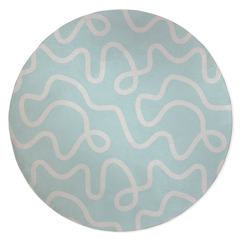 Squig Non-Slip Outdoor Rug, Round 5'