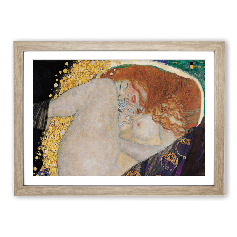 Danae Vol.2 by Gustav Klimt - Picture Frame Painting, 36cm H x 48cm W x 2cm D, Oak Framed