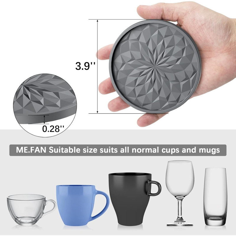 Sous-verre en silicone avec sous-tasse en verre Holde pour boissons chaudes ou froides, Gris