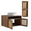 Meuble-lavabo de 30 po avec lavabo d'art en céramique et support de rangement, 2 portes à fermeture douce, fixation à flotteur