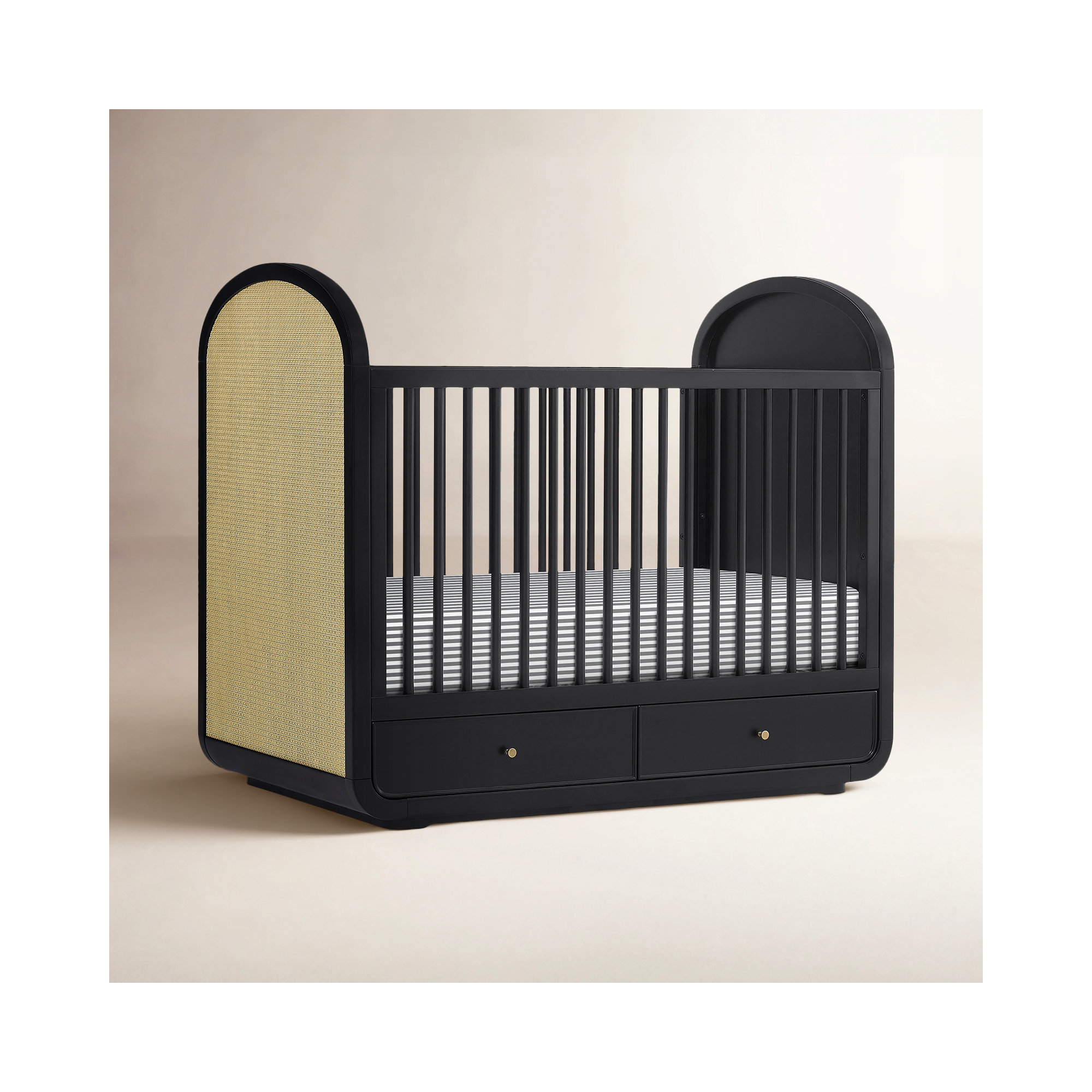 Aspen 4-In-1 Convertible Crib With Underdrawer, Black