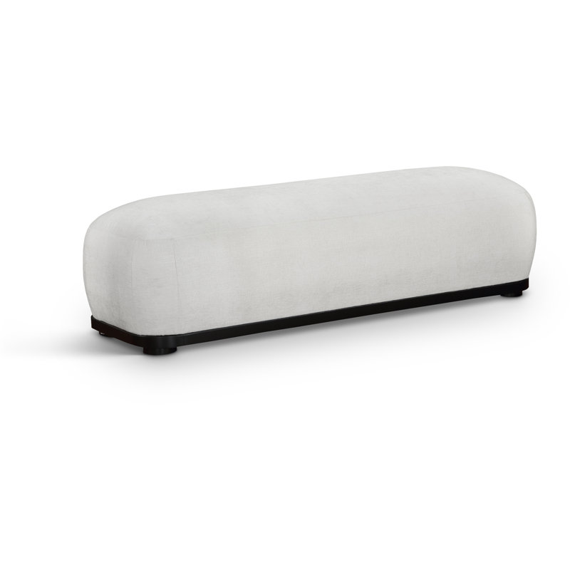 Banc en tissu Calum Chenille, Tissu chenille crème, Noir