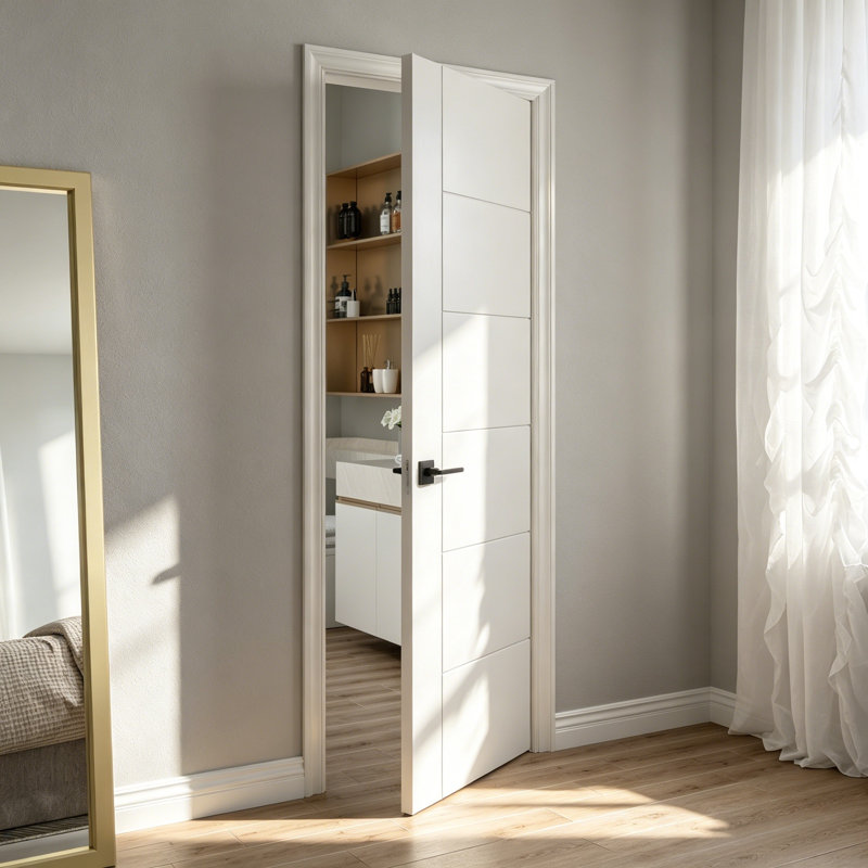 32 po x 80 po Dalle de porte intérieure moulée en composite 7 panneaux blanc lisse, 32 po x 80 po