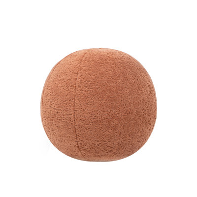 Luna 8.5" Round Sphere Accent Ball Throw Pillow, Ivory White Boucle