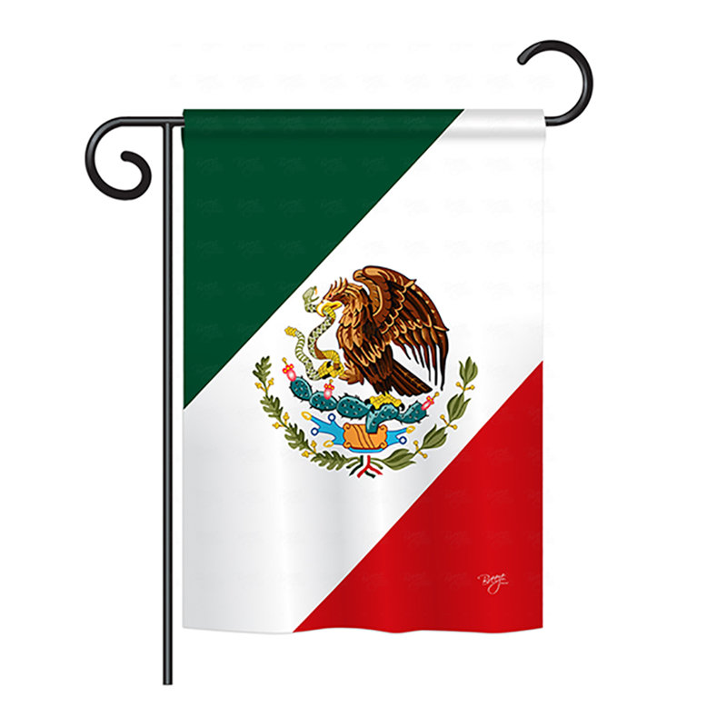 Drapeau de jardin en polyester à 2 côtés mexico, H 18,5 po x l 13 po, Toile de jute