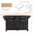 Kitchen Island with Countertop, Kitchen Cart on 5 Wheels with Storage Cabinet and 2 Top Drawers and A center double layered storage drawer for Dinning Room, Black-1733090414