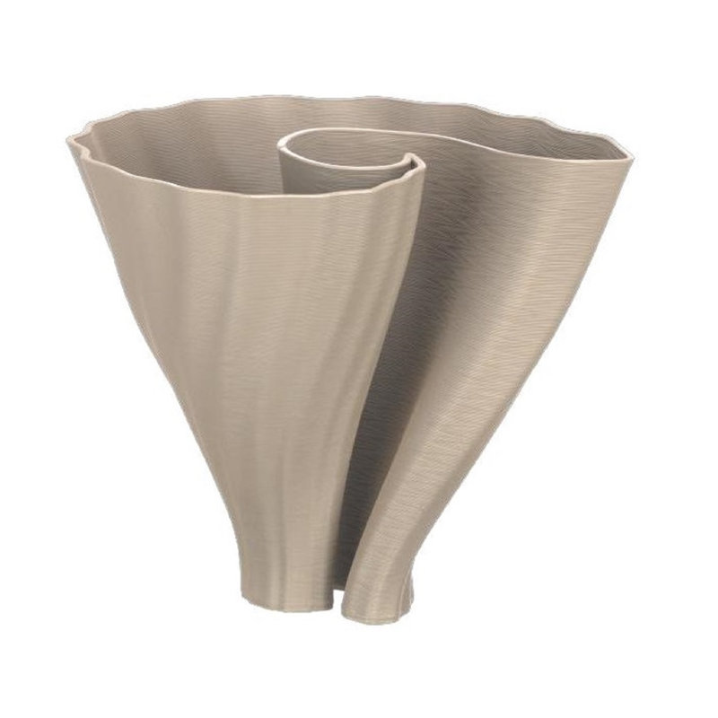 Vase en céramique gris clair imprimé en 3D de 9,4 po de diamètre, Gris, H 6,6 po x l 9,4 po x P 9,4 po