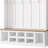 On-Trend Farmhouse Wooden Style 78''H Modern Hall Tree With Wide Storage Seating Bench-1391177541
