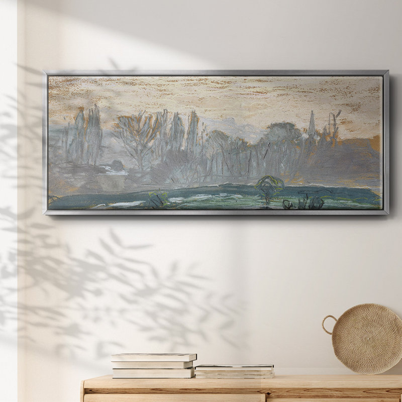 Winter Landscape With Evening Sky, 1870, reproduction d'art sur toile, H 20 po x l 50 po x P 1,5 po, Argent