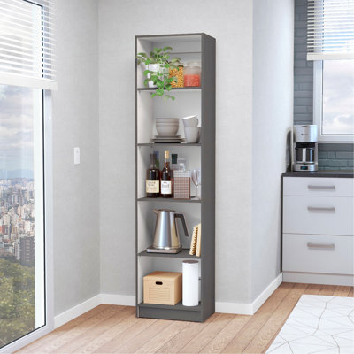 Sutton Slim Bookcase with Modern 5-Shelf Design