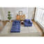 Lit convertible convertible bleu foncé à 2 places, lit de compression sans cadre avec structure de forme fixe, tissu chenille pour les salles de jeux, lit, bureau modulaire sans assemblage requis