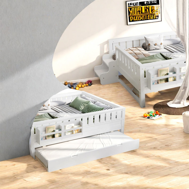 Lits multifonctionnels avec rangement, lit gigogne en bois double, chambre d'enfant moderne