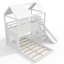 Lit superposé simple au-dessus d'une chambre double avec glissade, échelle, tablettes de rangement et garde-robe, lit superposé pour enfants en bois massif-134482844