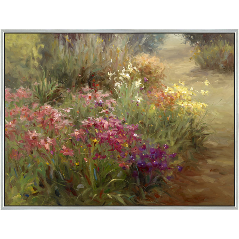 «Sonate de jardin en fleurs», H 32 po x l 42 po, Argent argent