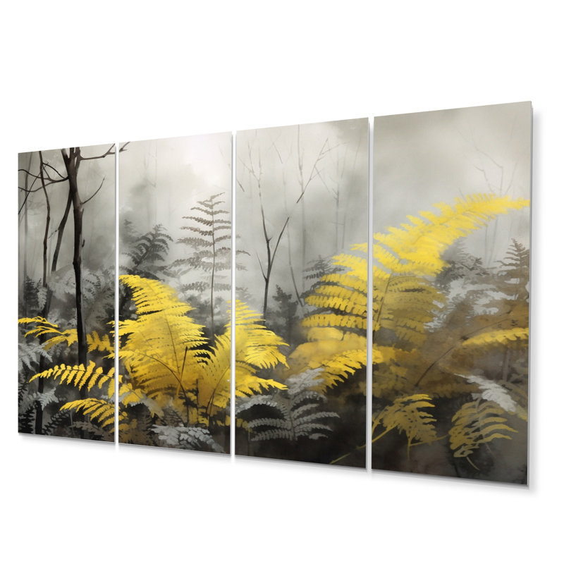 Ensemble de décorations murales florales en métal jaune et gris