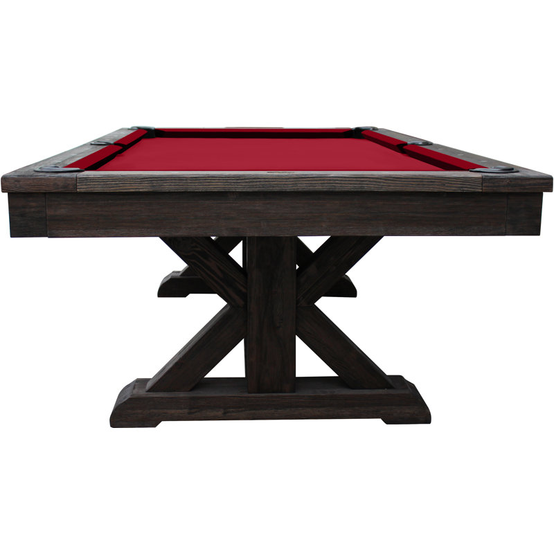 Brazos River Weathered 8' Slate Pool Table with Professional Installation Included, Red, Weathered Black, Dining Top Included