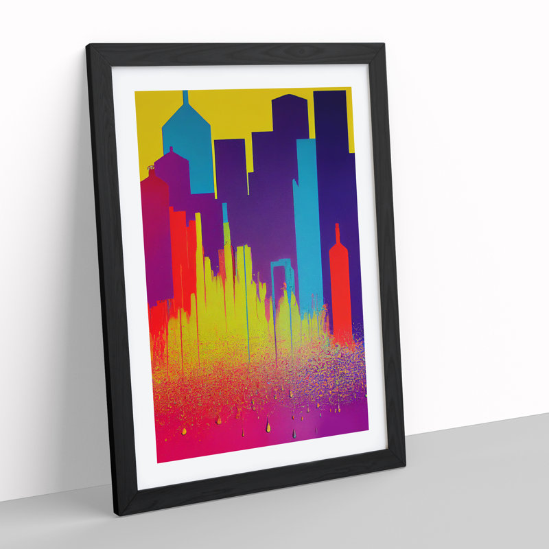Paint Splash City Skyline No.3 Abstract - Wall Art, Black, 64cm H x 46cm W x 2cm D