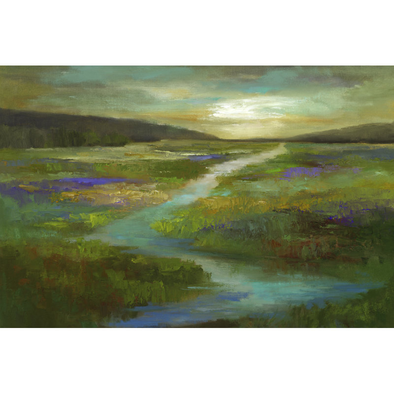 Wetlands In Autumn - Painting, Black Floater Frame,  272 cm H x 122 cm W