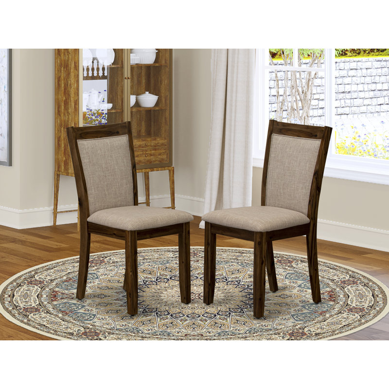 Chaises de salle à manger Monson Modern Parson - Ensemble de 2 chaises rembourrées en tissu de lin brun clair, Brun clair