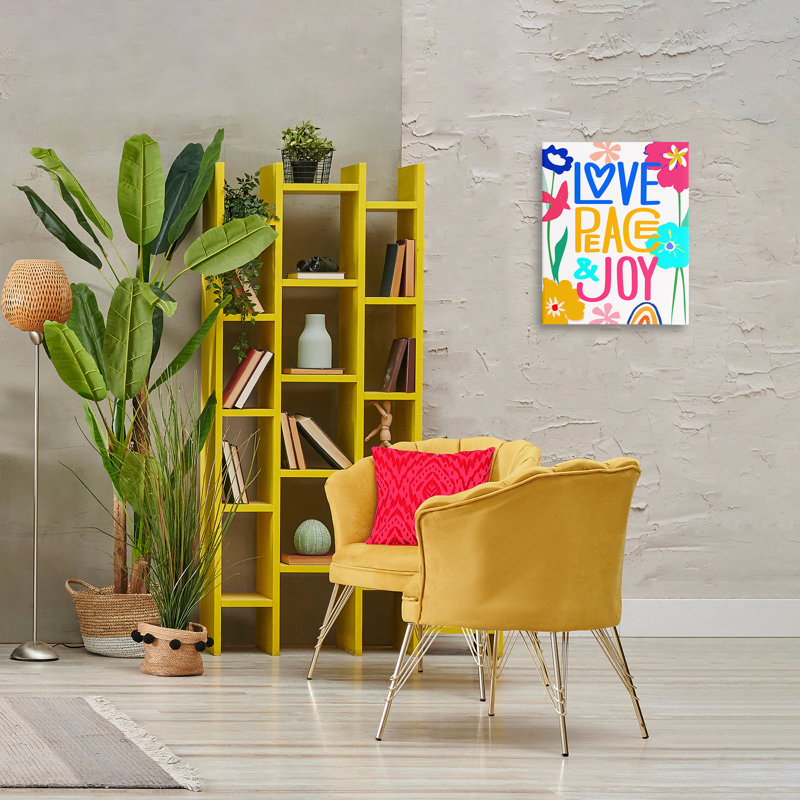 Art mural "Bold Love Peace Joy" par CAD Designs, H 20 po x l 16 po