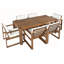 Ensemble de salle à manger rustique en bois d'acacia pour 6 personnes avec trou pour parasol, coussins confortables et fabrication durable pour l'extérieur-126658558