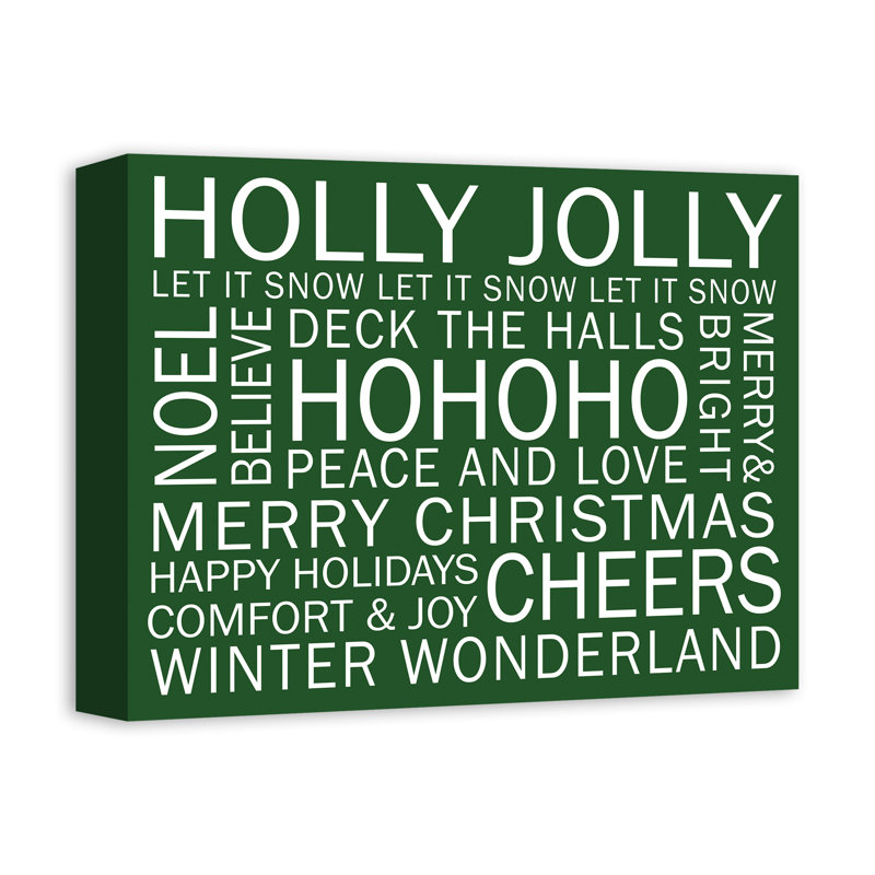 «Christmas Sayings», impression sur toile tendue, H 11 po x l 14 po x P 1,25 po, Vert
