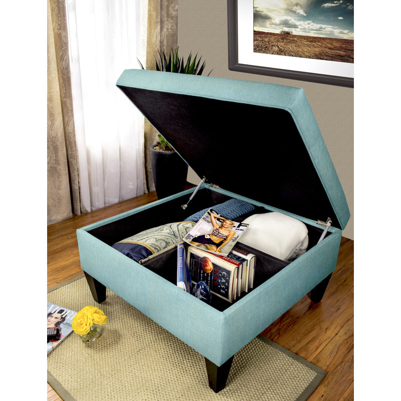 Repose-pieds avec rangement Zaylee, Bleu sarcelle