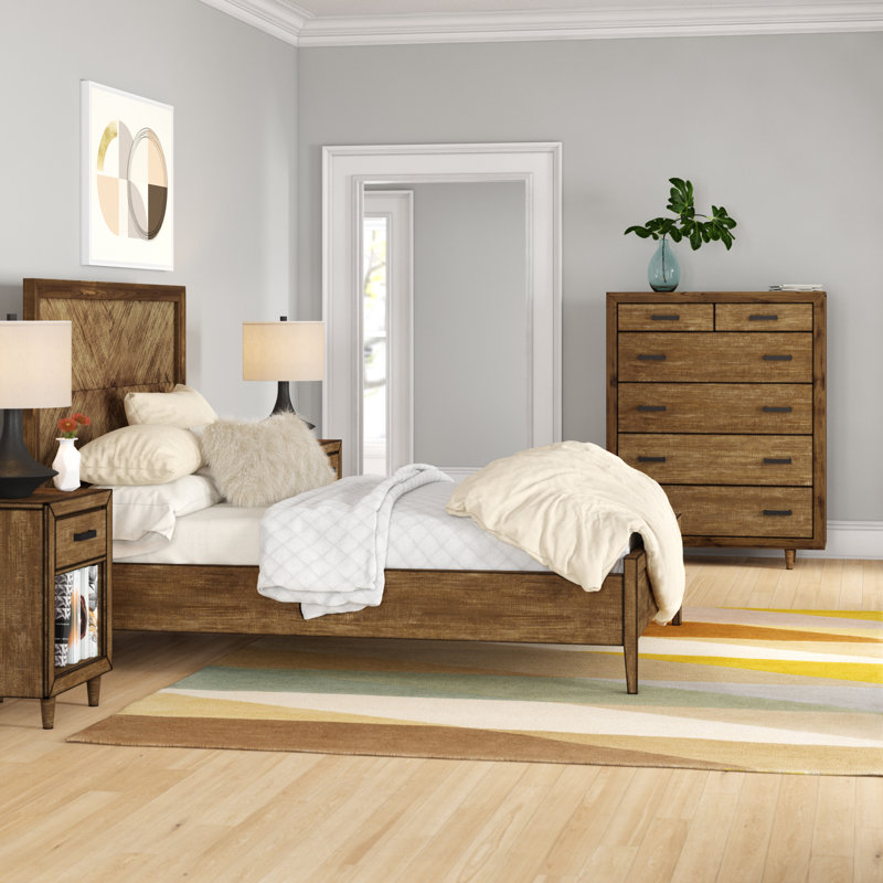 Peloquin Solid Wood Piece Bedroom Set, King, Gray