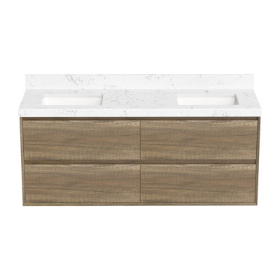 Wall-Mounted Bath Vanity With Engineered Marble Top