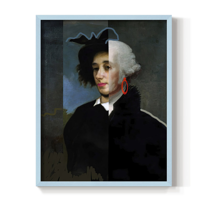 Reproduction encadrée CheekyMasterGeorge - bois massif, H 11 po x l 9 po, Bleu
