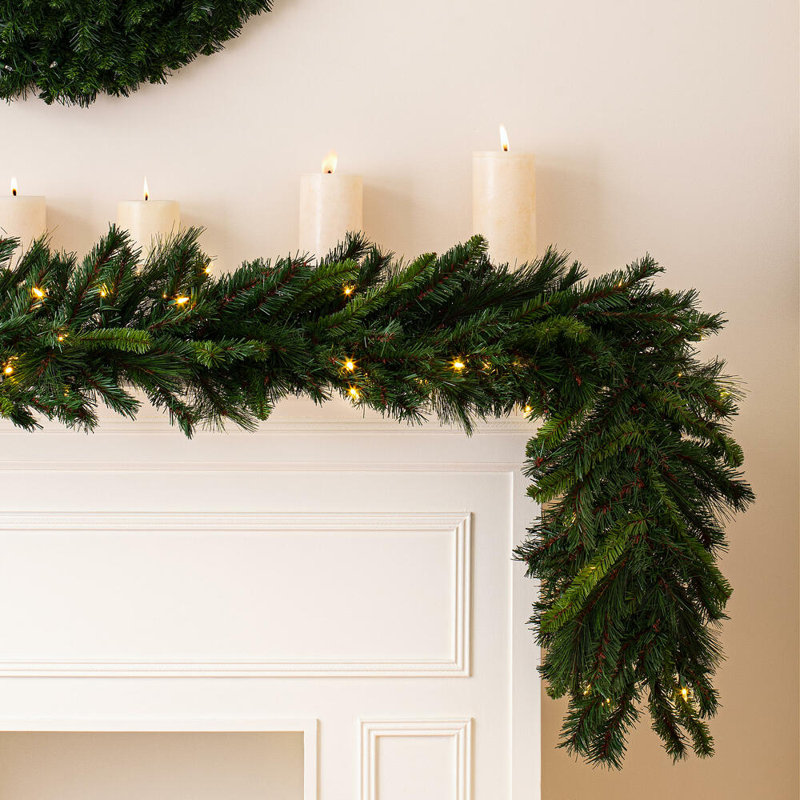 Vickerman Bangor Mixed Pine Artificial Christmas, Warm White LED Mini Lights., 9' L x 14" H