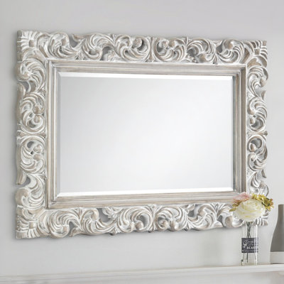 LaMoure Framed Wall Mounted Accent Mirror in Antique White