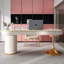 Bureau 70,87 po blanc crème + fritté ovale doré + bois manufacturé + acier au carbone avec bureau à 6 tiroirs-108584083