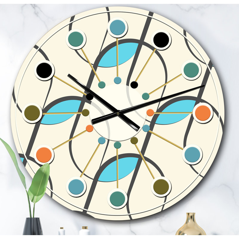 Horloge murale rétro Mid-Century, Surdimensionné