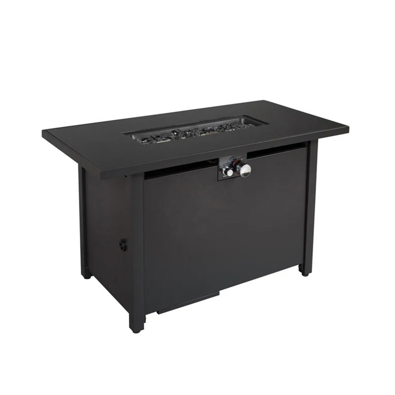 Table de foyer d'extérieur en acier avec couvercle H 25 po x l 42 po