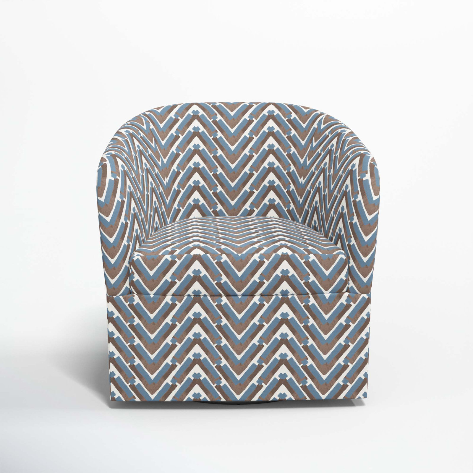 Lesia Upholstered Swivel Barrel Chair, Stroke Ocean Chevron