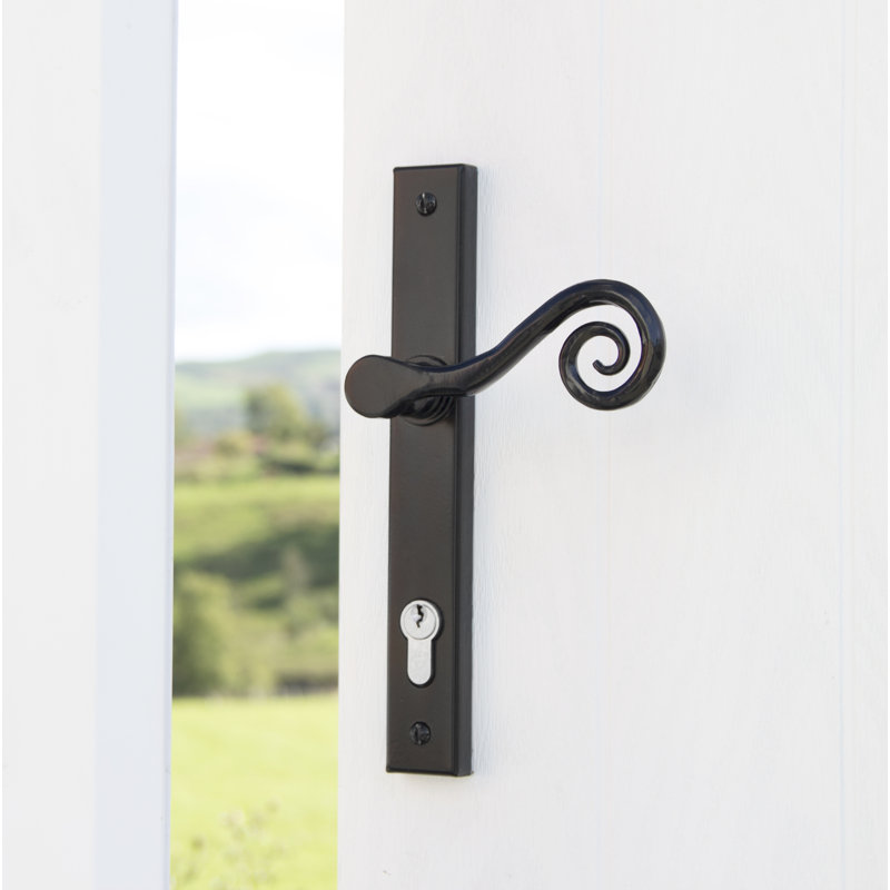 Monkeytail Lock Left Hand Door Handle, Black, Right