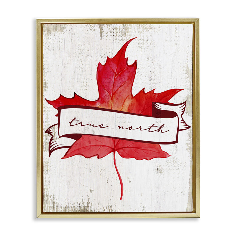 True North Maple Leaf Floating Frame, design by Lil' Rue, 31" H x 25" W, Metallic Gold Floater Frame
